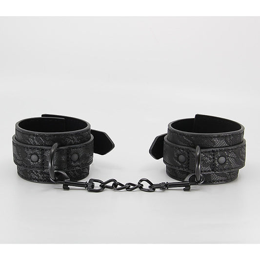 Black Lace Printed Wrist Restraints by Berlin Baby - Cuffs And Restraints
