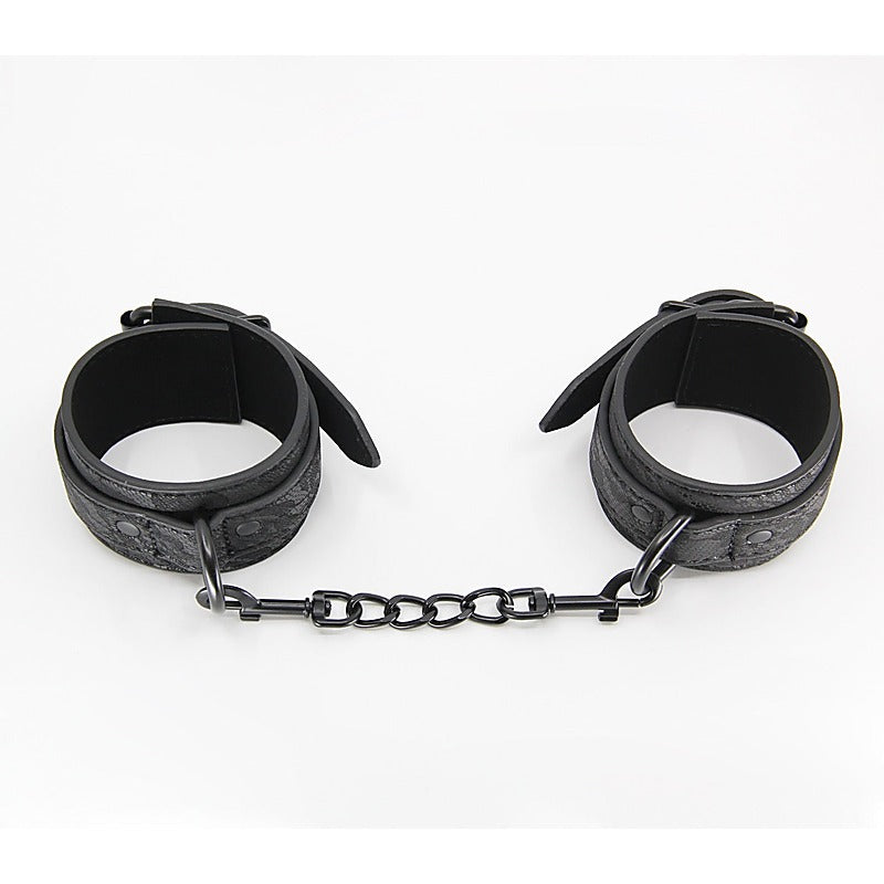 Black Lace Printed Wrist Restraints by Berlin Baby - Cuffs And Restraints