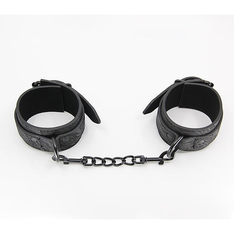 Black Lace Printed Wrist Restraints by Berlin Baby - Cuffs And Restraints