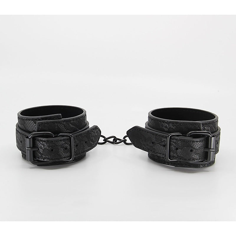 Black Lace Printed Wrist Restraints by Berlin Baby - Cuffs And Restraints
