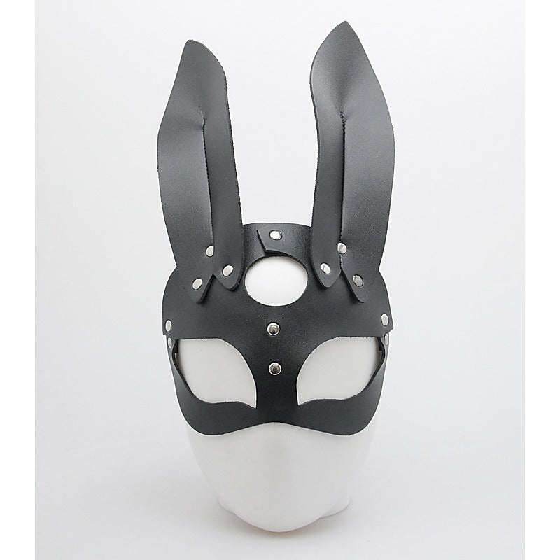 Half Face Leather Rabbit Mask by Love In Leather - Masks And Blindfolds