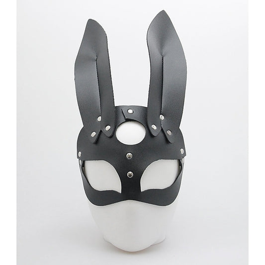 Half Face Leather Rabbit Mask by Love In Leather - Masks And Blindfolds