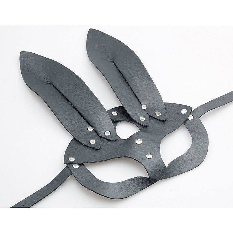 Half Face Leather Rabbit Mask by Love In Leather - Masks And Blindfolds