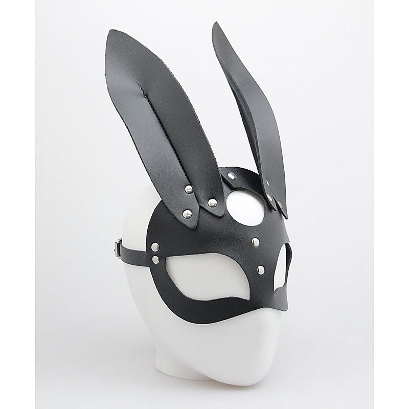Half Face Leather Rabbit Mask by Love In Leather - Masks And Blindfolds