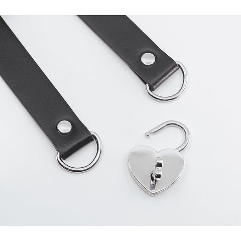 Heart Padlock Faux Leather Choker by Love In Leather - Collars and Leads