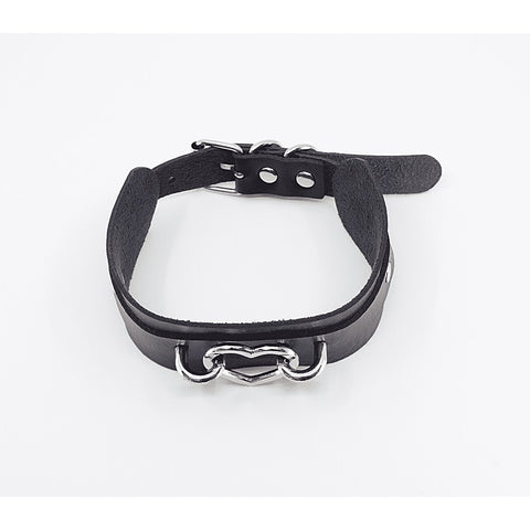 Heart Embellishment Faux Leather Collar by Love In Leather - Collars and Leads