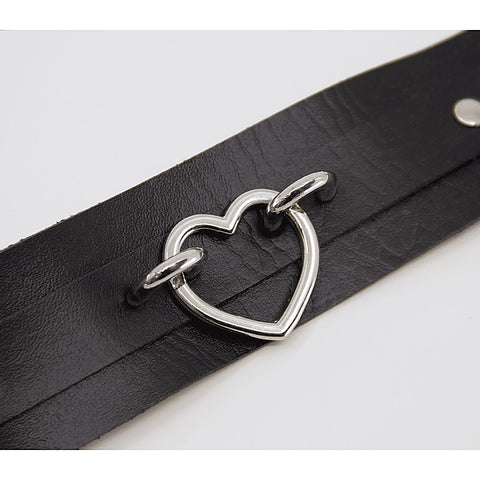 Heart Embellishment Faux Leather Collar by Love In Leather - Collars and Leads