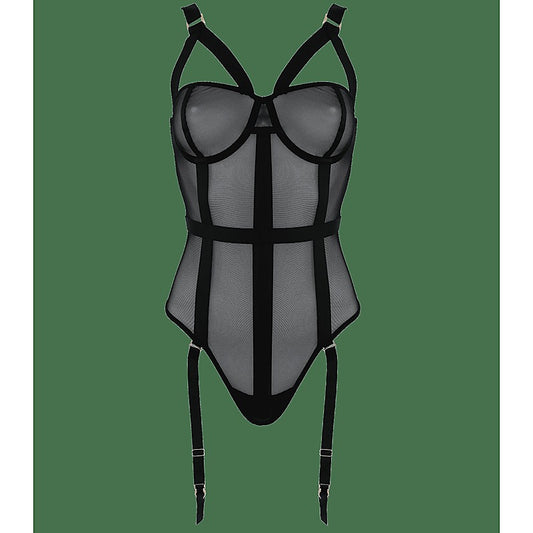 Black Mesh One Piece Women's Fetish Teddy by Muse - Her Fetish