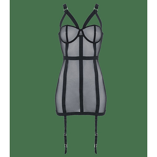Elastic Banding Black Mesh Women's Dress by Muse - Her Fetish