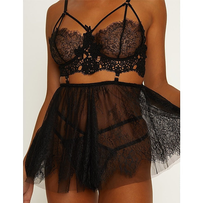 Floaty Women's Babydoll Silhouette Black by Muse - BabyDolls And Chemises