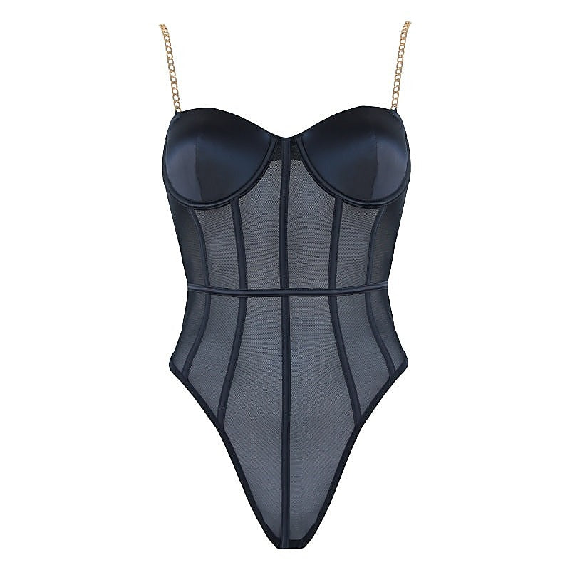 Sexy Soft Black Mesh Women's Bodysuit by Muse - Her Fetish