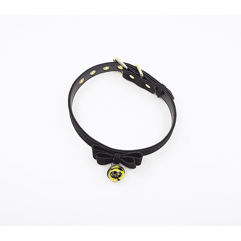 Faux Suede Leather Bow Cat Bell Collar by Berlin Baby - Collars and Leads