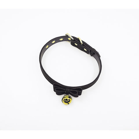 Faux Suede Leather Bow Cat Bell Collar by Berlin Baby - Collars and Leads