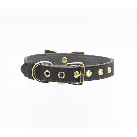 Faux Suede Leather Bow Cat Bell Collar by Berlin Baby - Collars and Leads