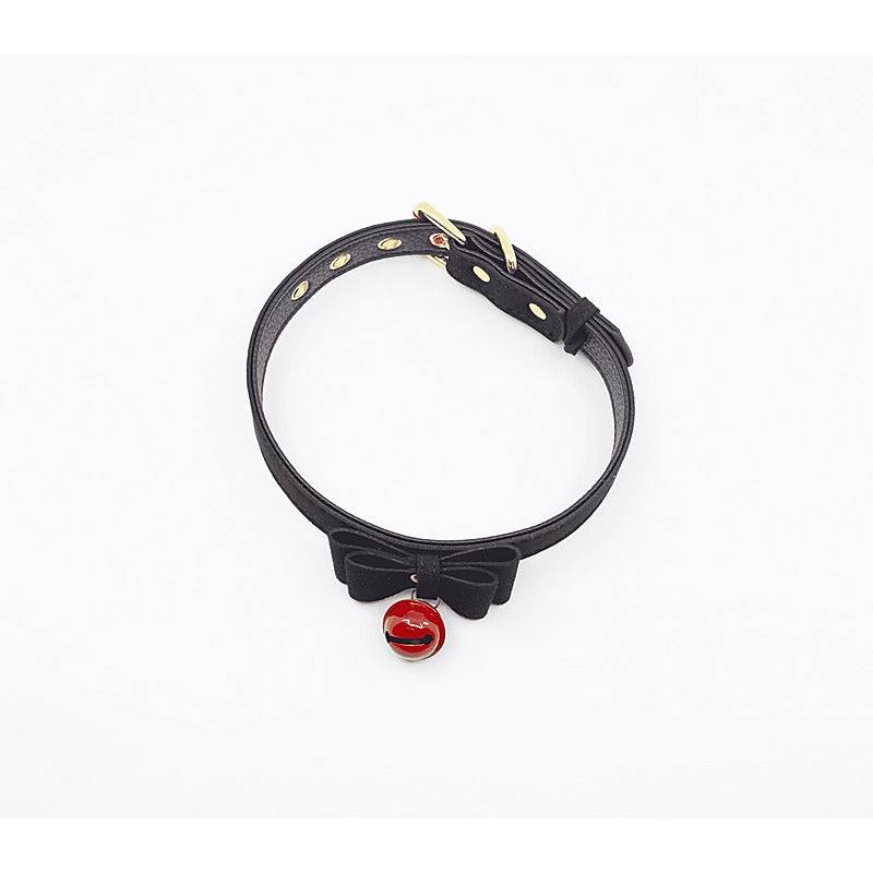 Faux Suede Leather Bow Cat Bell Collar by Berlin Baby - Collars and Leads