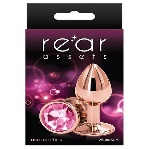 NS Novelties Rear Assets Rose Gold Small Butt Plug Chrome Aluminum Design - Butt Plugs