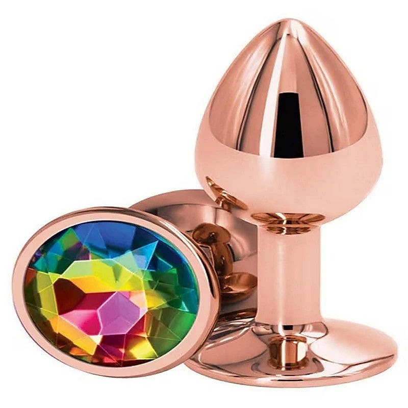 NS Novelties Rear Assets Rose Gold Small Butt Plug Chrome Aluminum Design - Butt Plugs