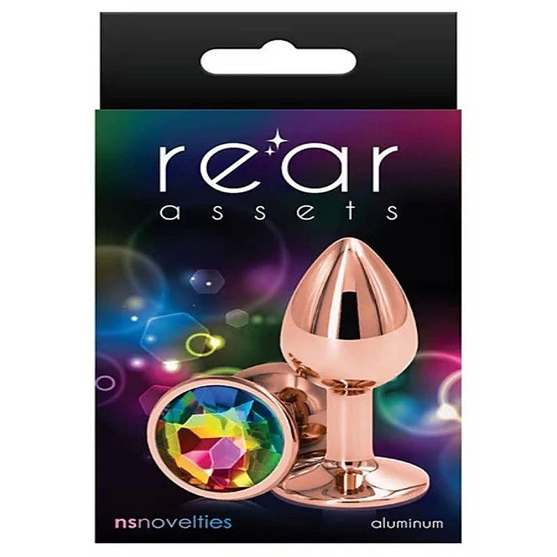 NS Novelties Rear Assets Rose Gold Small Butt Plug Chrome Aluminum Design - Butt Plugs