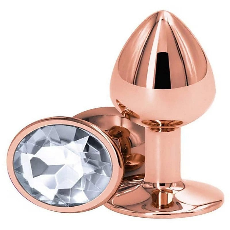 NS Novelties Rear Assets Rose Gold Small Butt Plug Chrome Aluminum Design - Butt Plugs