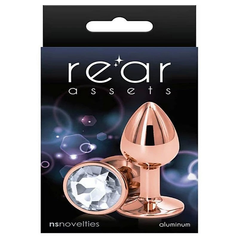 NS Novelties Rear Assets Rose Gold Small Butt Plug Chrome Aluminum Design - Butt Plugs