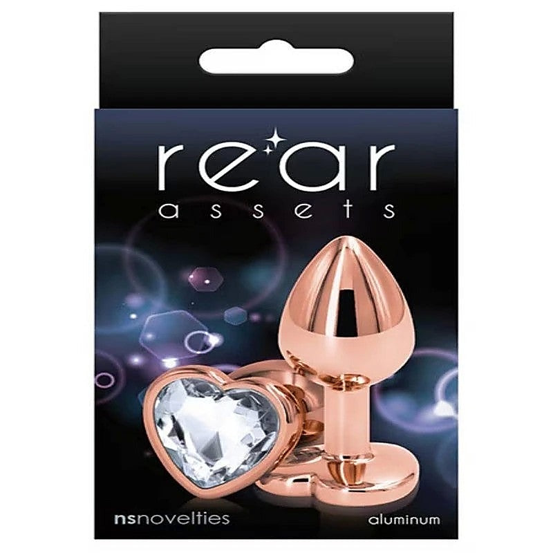 NS Novelties Rear Assets Rose Gold Heart Small Anal Plug Rose Gold Chrome - Butt Plugs