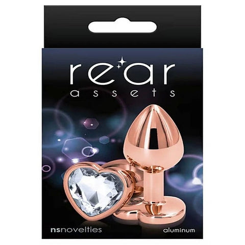 NS Novelties Rear Assets Rose Gold Heart Small Anal Plug Rose Gold Chrome - Butt Plugs