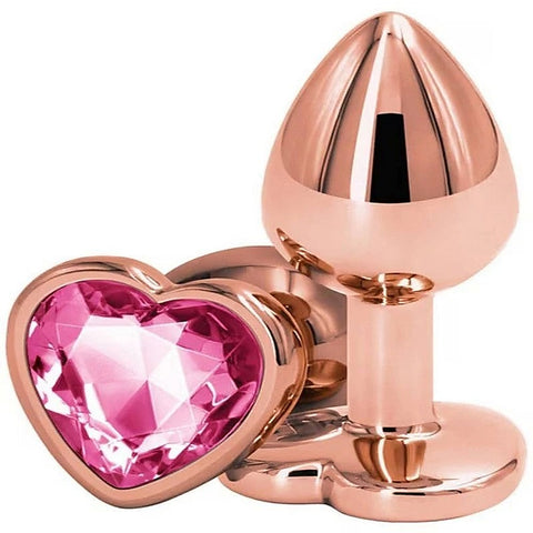 NS Novelties Rear Assets Rose Gold Heart Small Anal Plug Rose Gold Chrome - Butt Plugs