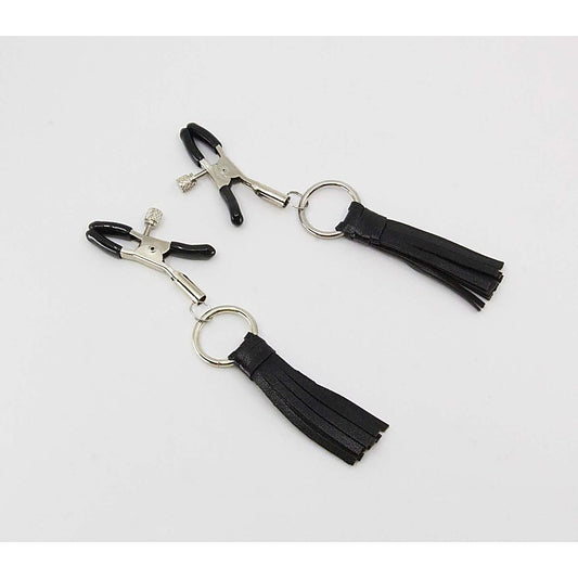 Leather Tassel Nipple Clamps by Love In Leather - Nipple and Clit Clamps