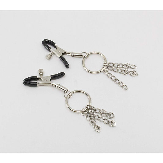 Chain Tassel Womens Nipple Clamps by Love In Leather - Nipple and Clit Clamps
