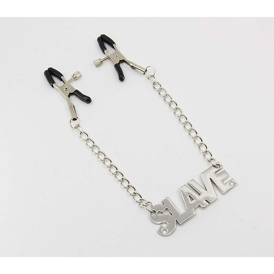 Slave Words Womens Nipple Clamps by Love In Leather - Nipple and Clit Clamps