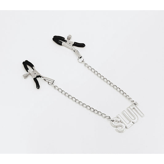 Slut Written Womens Nipple Clamp by Love In Leather - Nipple and Clit Clamps