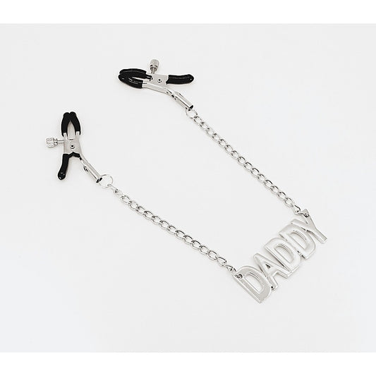 Daddy Written Nipple Clamps by Love In Leather - Nipple and Clit Clamps
