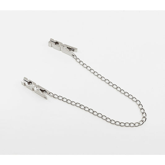 Peg Nipple Clamps With Chain Join by Love In Leather - Nipple and Clit Clamps
