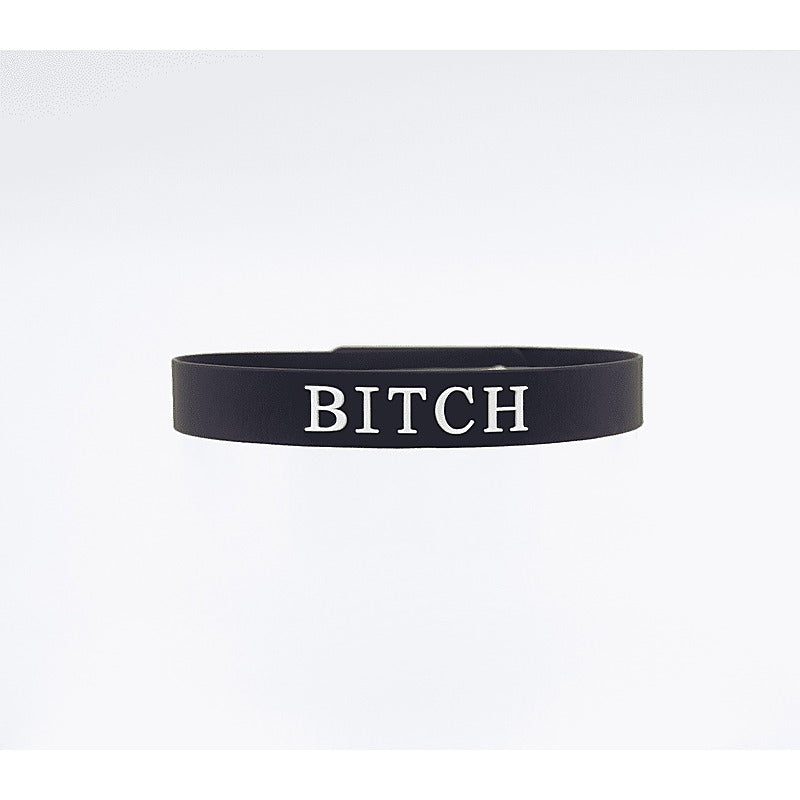 Fetish Play Silicone BITCH Collar by Love In Leather - Collars and Leads