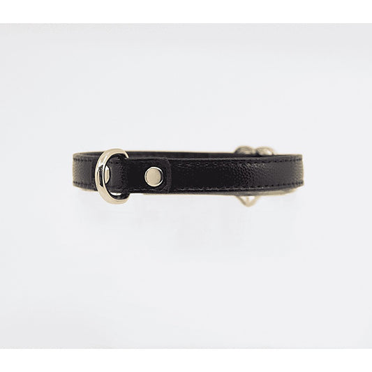 Heart Buckle Bondage Leather Collar by Love In Leather - Collars and Leads