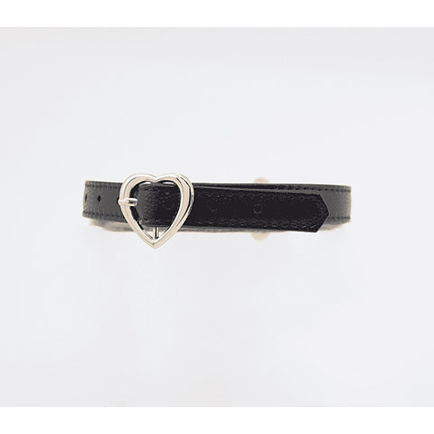 Heart Buckle Bondage Leather Collar by Love In Leather - Collars and Leads