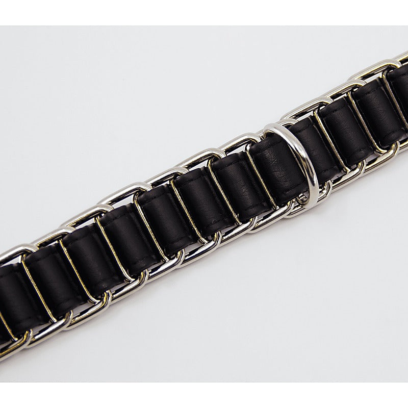 Chain Link Bondage Collar and Lead by Love In Leather - Collars and Leads