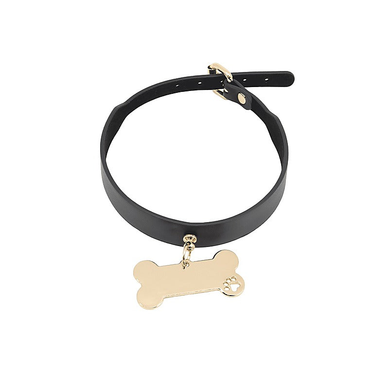 Engravable Bone Bondage Collar by Love In Leather - Collars and Leads