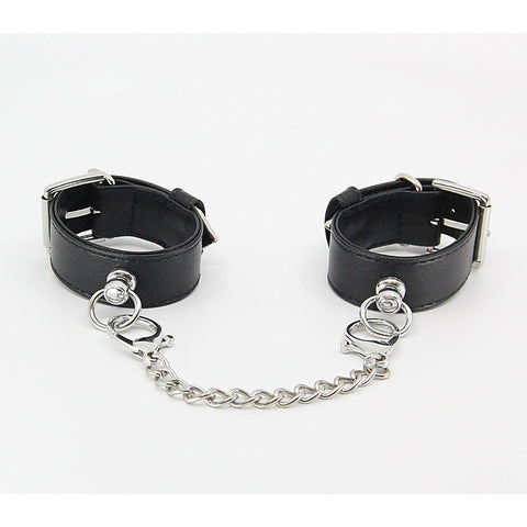 Silver Tip Leather Wrist Cuffs by Love In Leather - Cuffs And Restraints