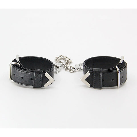 Silver Tip Leather Wrist Cuffs by Love In Leather - Cuffs And Restraints