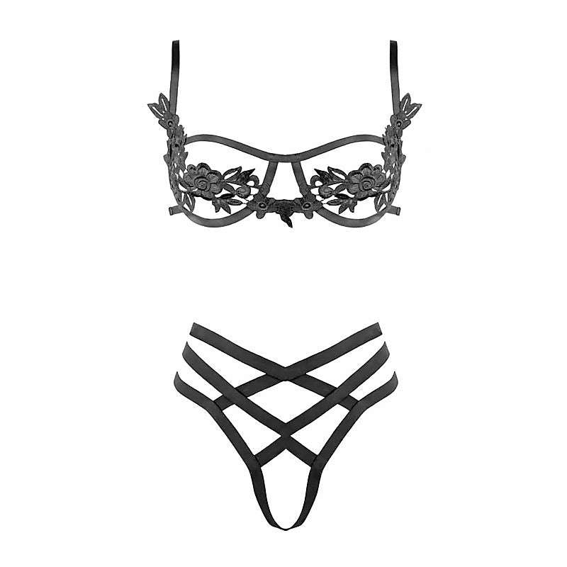 Premium Open Cup Bra With Cut Out Bust by Muse - Her Fetish