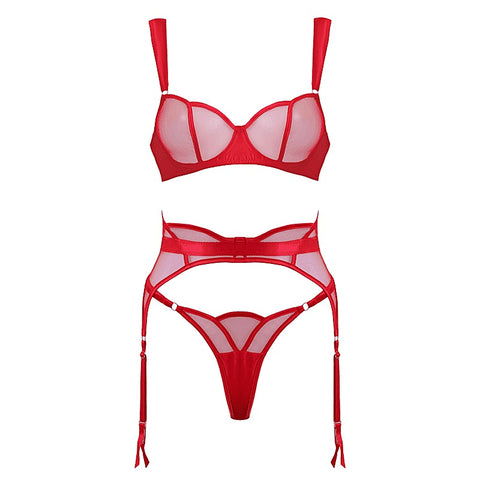3-Piece Sheer Mesh BDSM Lingerie Set by Muse - Her Fetish