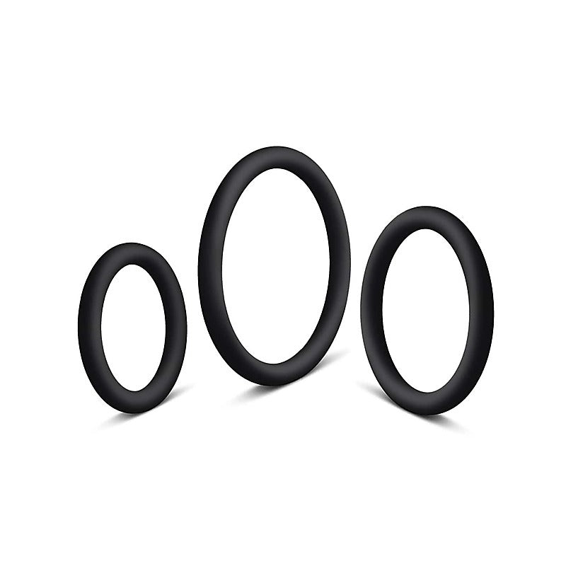 3 Pack Silicone Cock Rings Set by Love In Leather - Cock Ring Sets