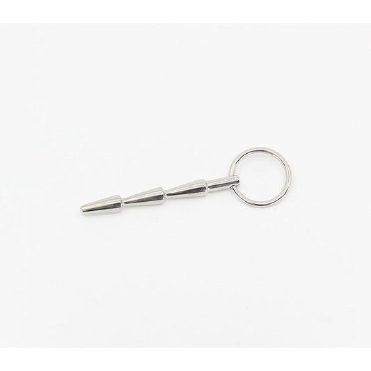 Solid Ridged Penis Plug With Ring by Love In Leather - Urethral Sounds