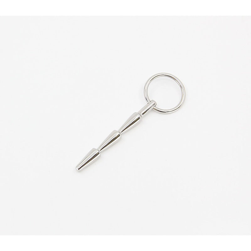 Solid Ridged Penis Plug With Ring by Love In Leather - Urethral Sounds