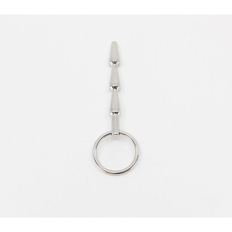 Solid Ridged Penis Plug With Ring by Love In Leather - Urethral Sounds