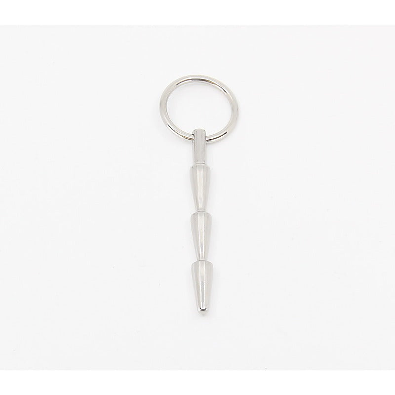 Solid Ridged Penis Plug With Ring by Love In Leather - Urethral Sounds