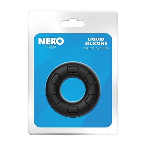 Playful Nero Liquid Silicone Thick Male C-Ring by Evolved - Stretchy Cock Rings