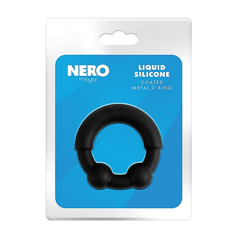 Nero Liquid Silicone Coated Metal C-Ring by Evolved - Stretchy Cock Rings