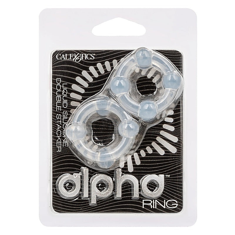 Alpha Liquid Silicone Double Stacker Cock Ring - Cock Ring Sets